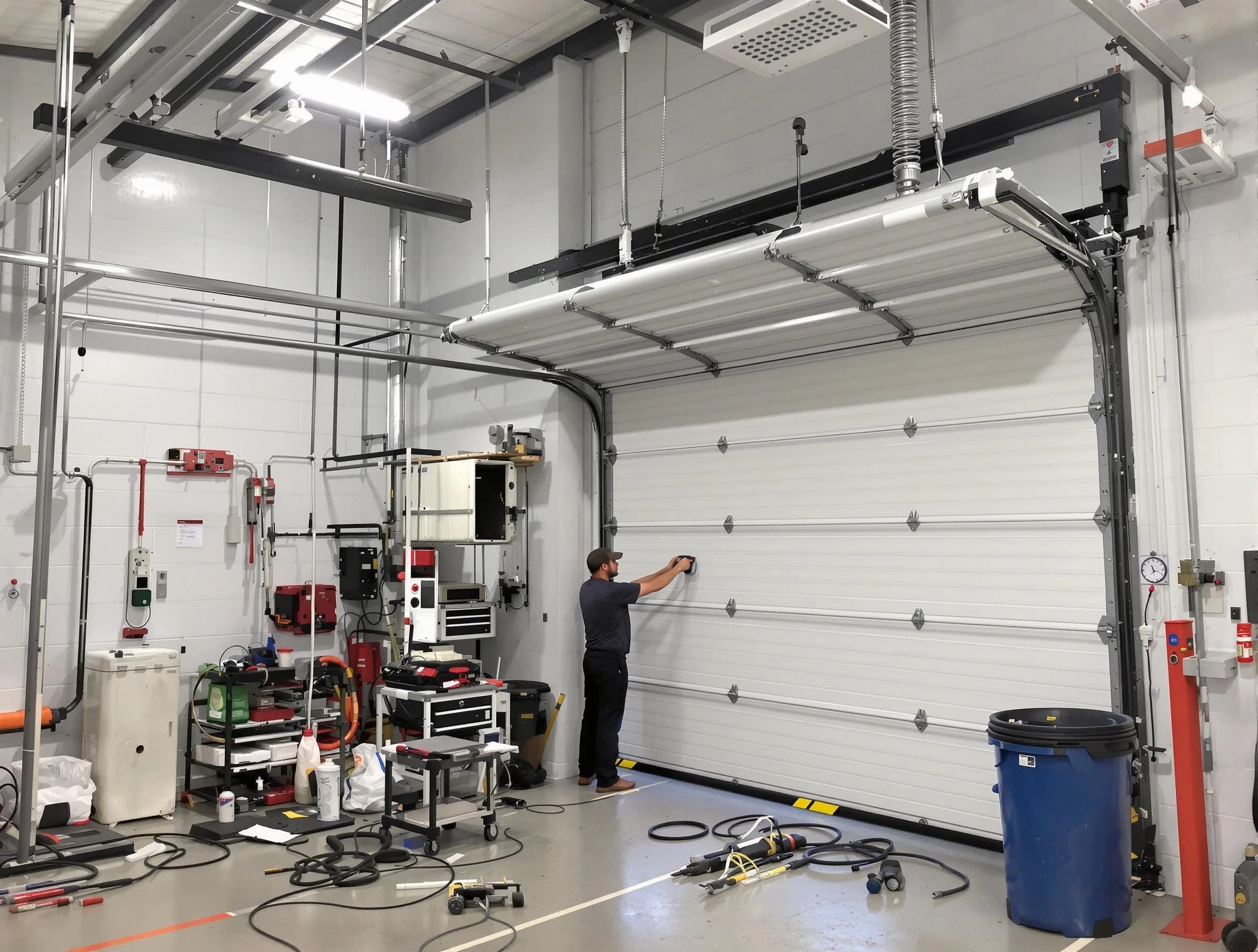 Greenbrier Garage Door Repair certified technician performing commercial door repair at a Greenbrier business facility