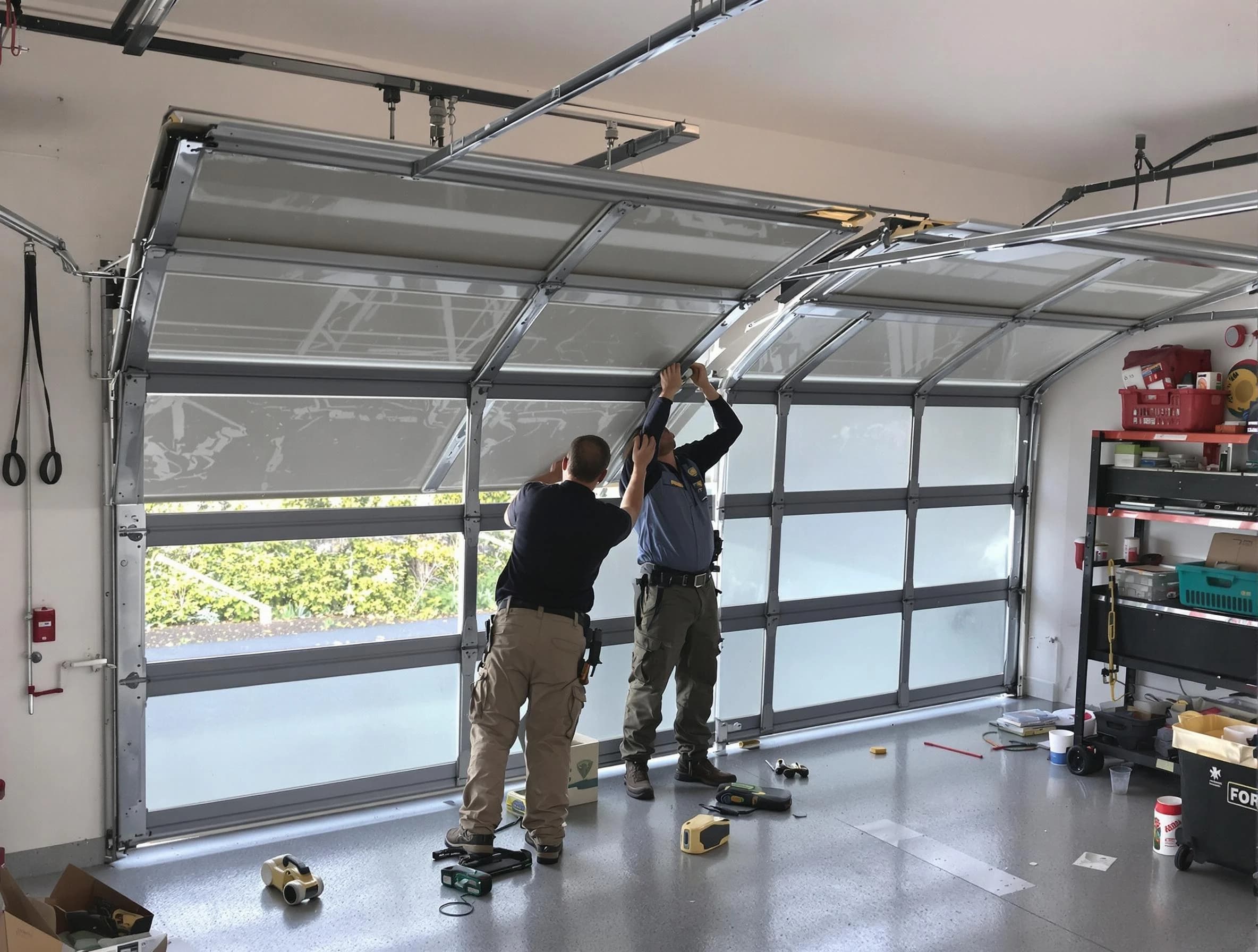 Greenbrier Garage Door Repair expert performing precise panel replacement on Greenbrier garage door