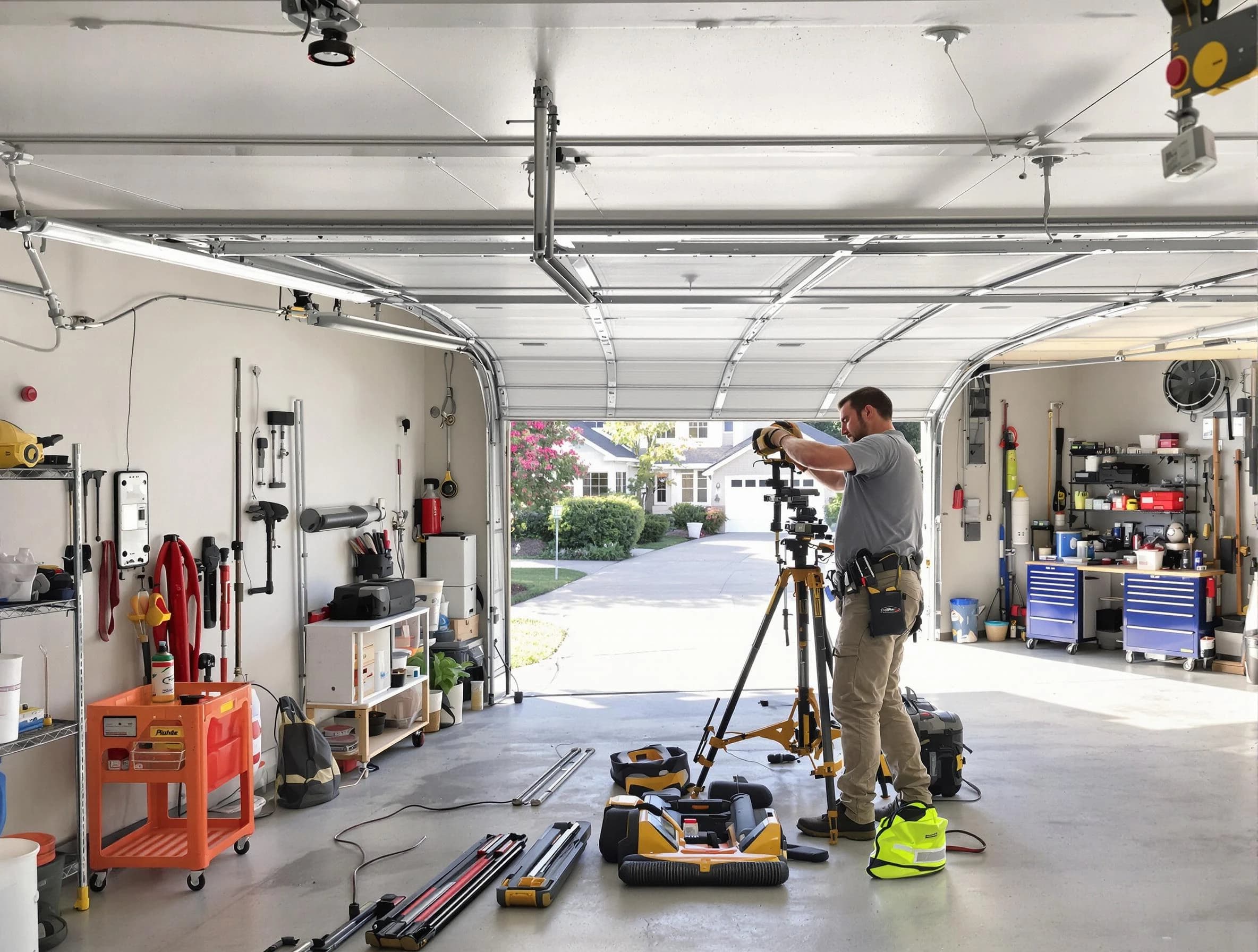Greenbrier Garage Door Repair specialist performing laser-guided track alignment in Greenbrier