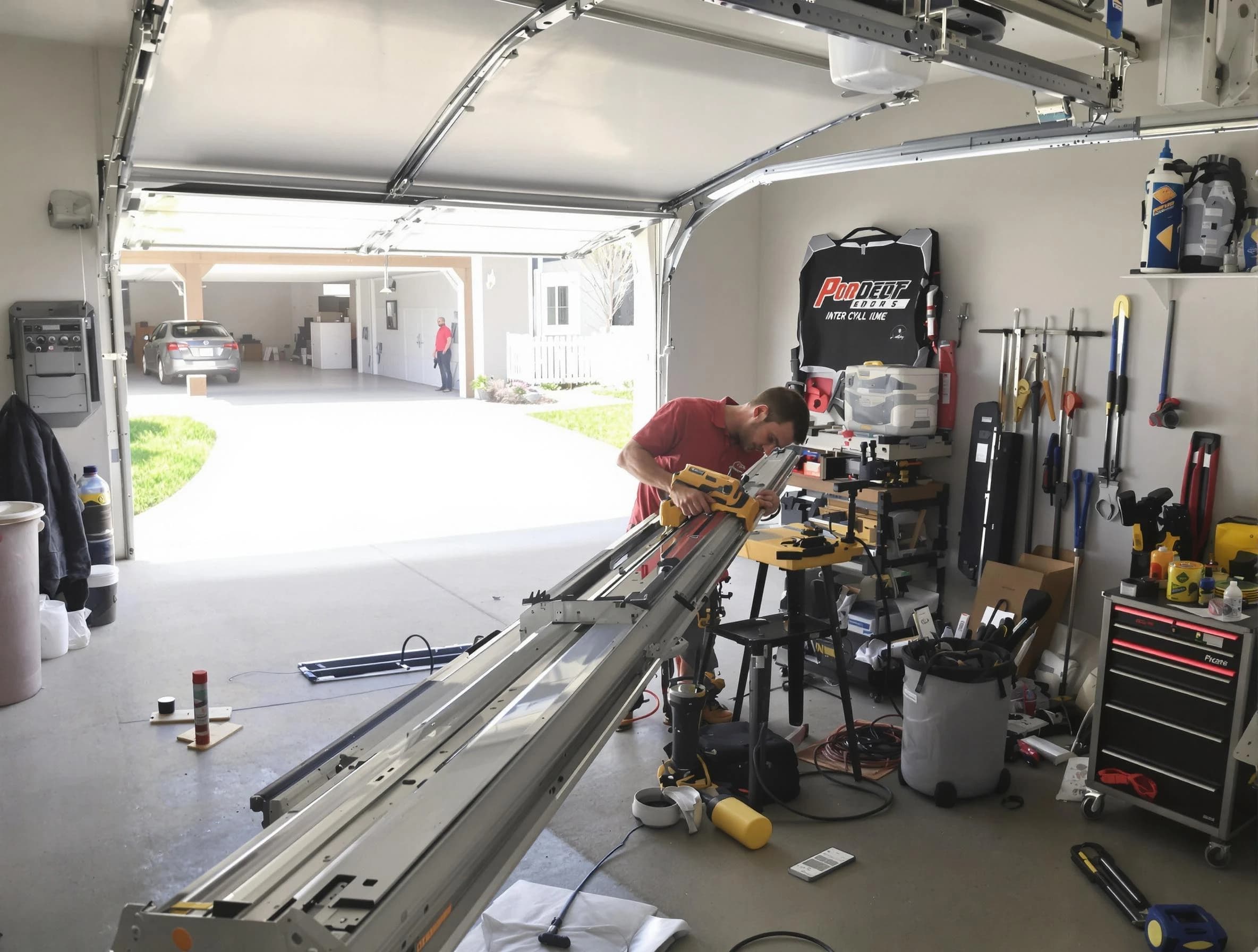 Greenbrier Garage Door Repair expert performing track repair in Greenbrier