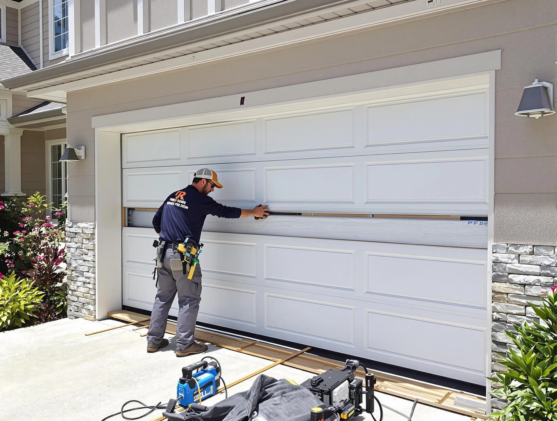 Greenbrier Garage Door Repair team performing complete garage door replacement at Greenbrier residence