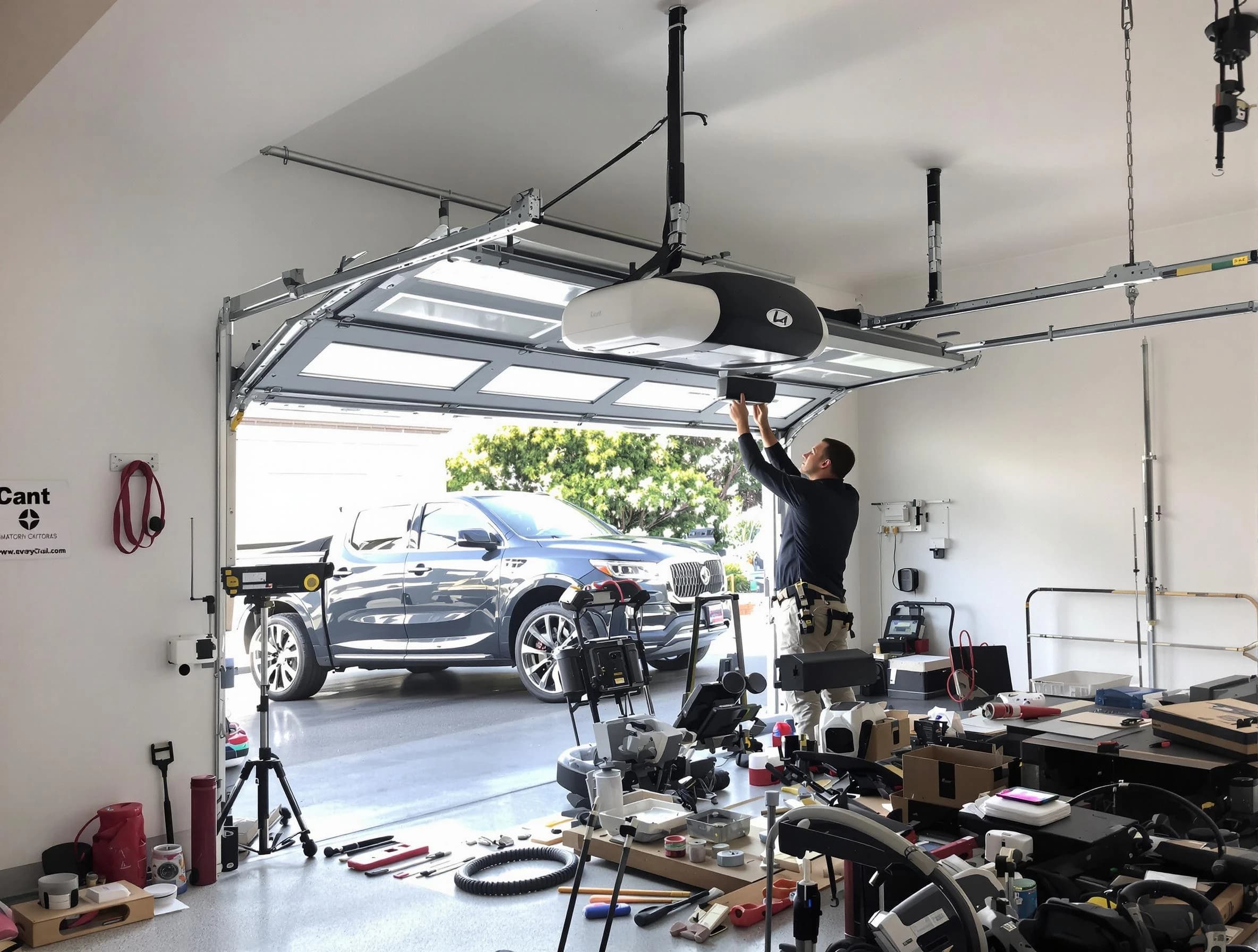 Greenbrier Garage Door Repair specialist installing smart garage door opener system in Greenbrier home