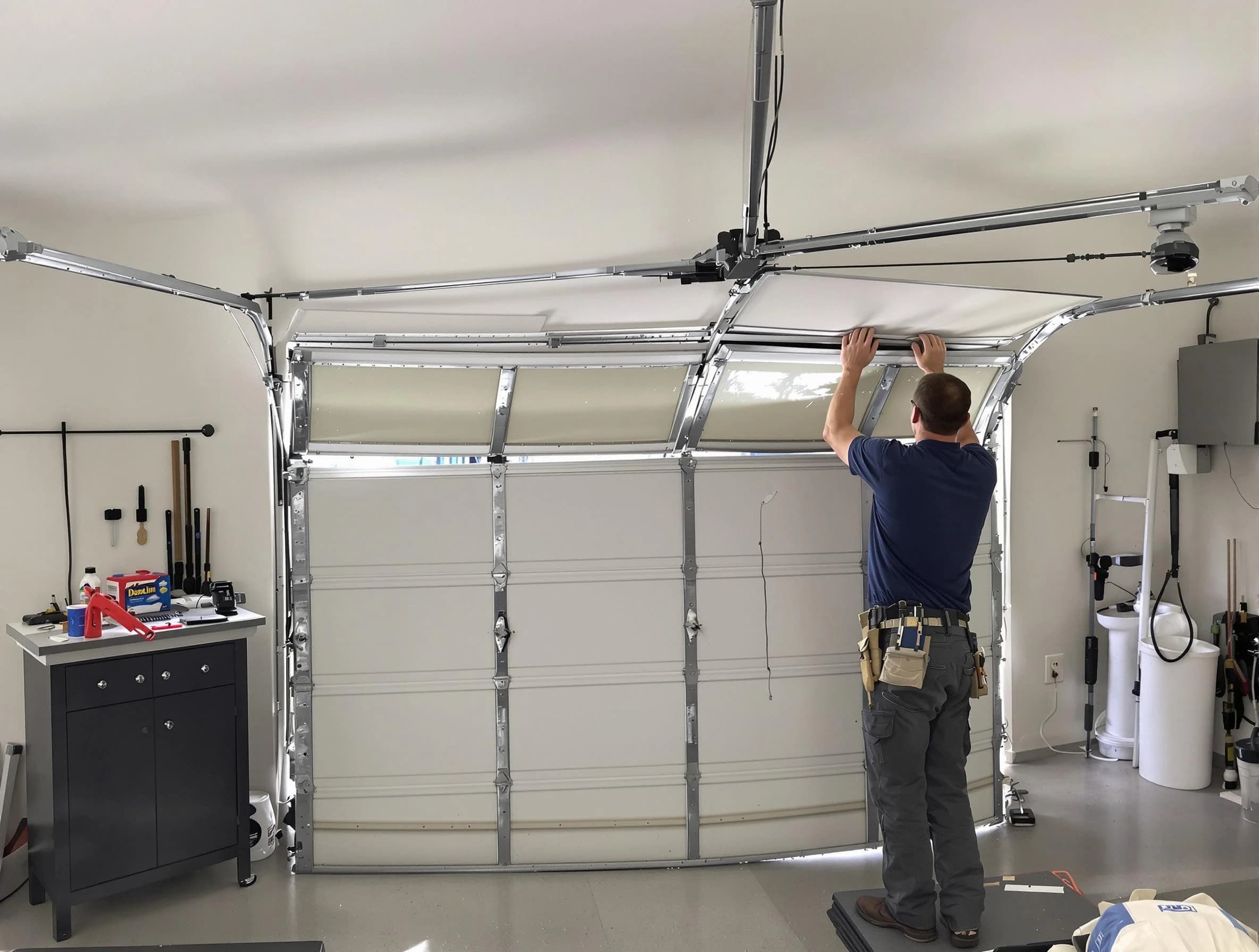Greenbrier Garage Door Repair specialist performing precise section replacement on Greenbrier garage door