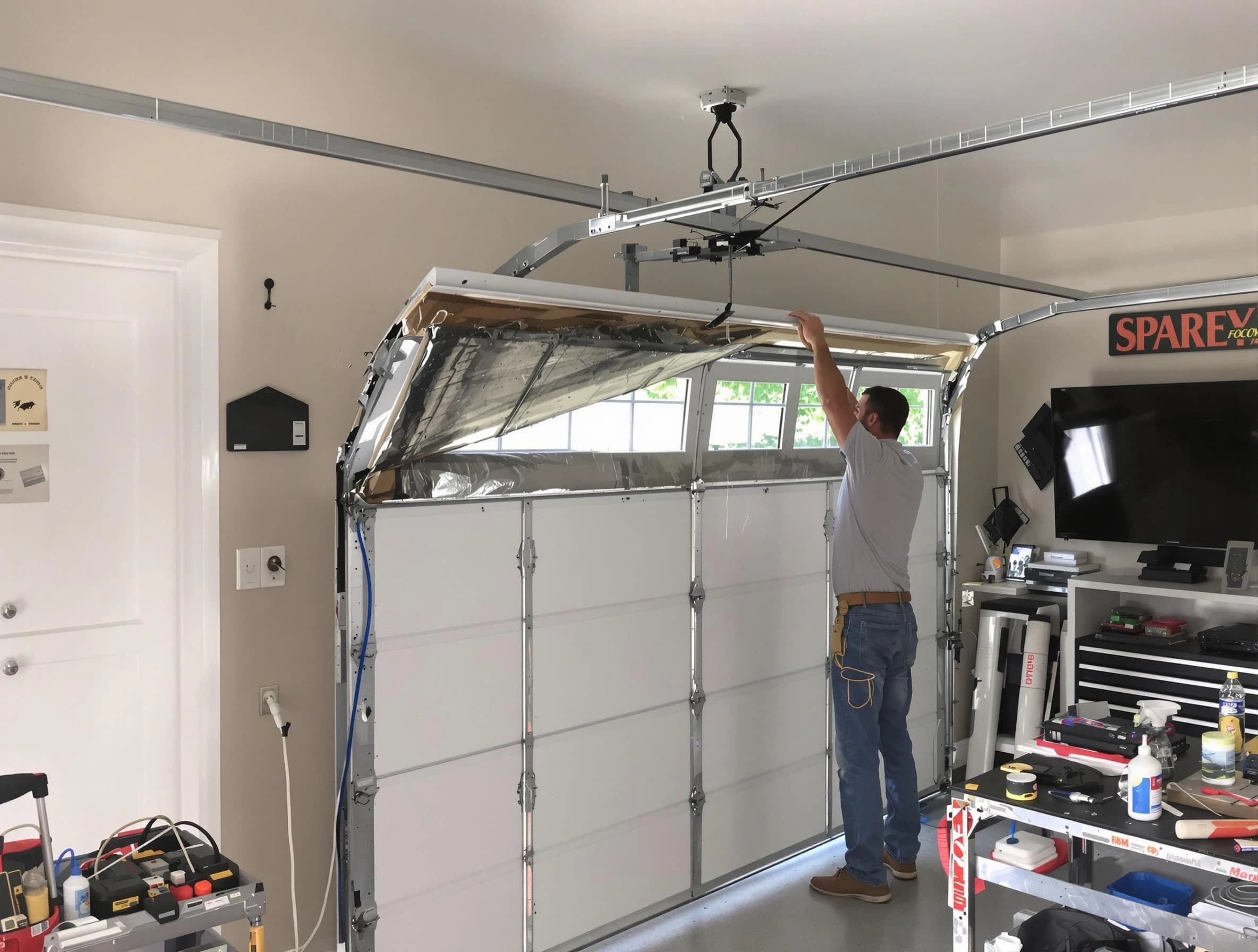 Garage door section replacement by Greenbrier Garage Door Repair in Greenbrier