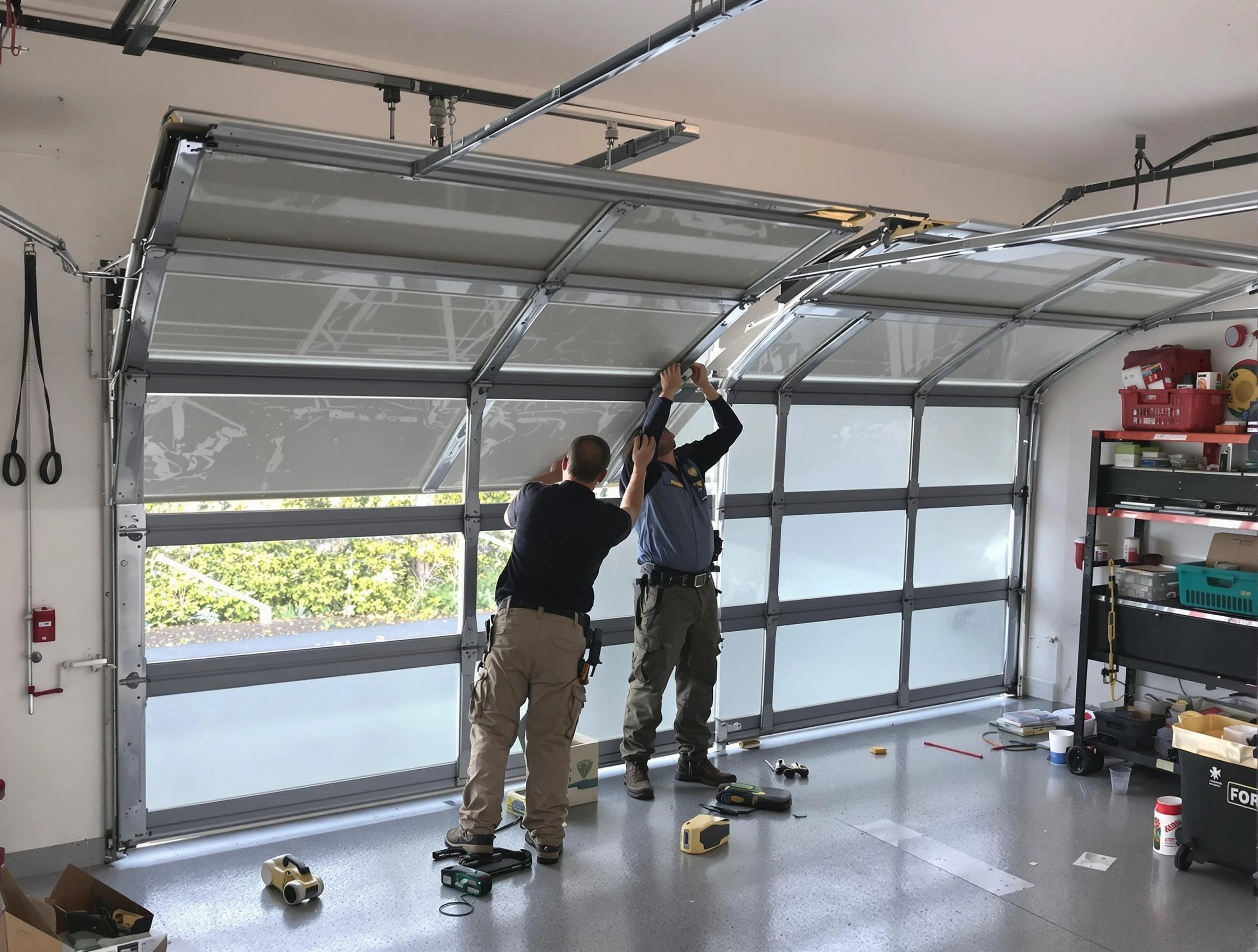 Greenbrier Garage Door Repair expert performing precise panel replacement on Greenbrier garage door