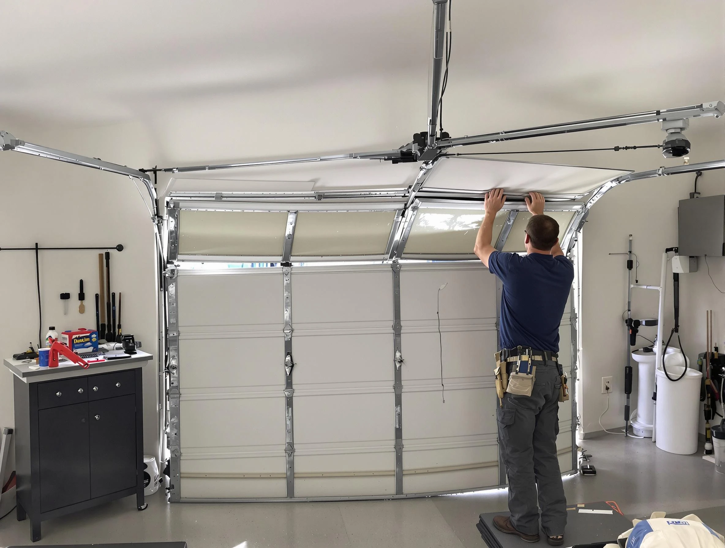 Greenbrier Garage Door Repair specialist performing precise section replacement on Greenbrier garage door